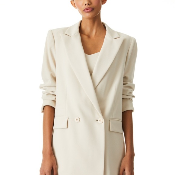 Alice + Olivia Cream Textured Blazer with Tailored Design SZ 0 (XS) - Picture 2 of 10